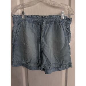 Nicole Miller Size L Chambray Shorts With‎ Elastic Waist Front&Back Pockets 2566